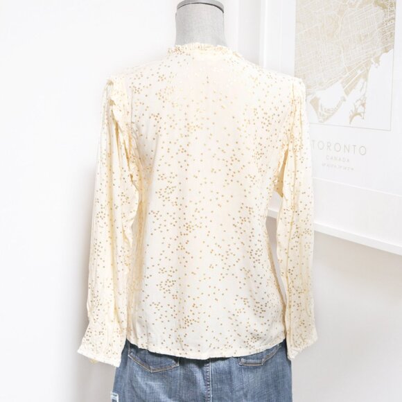 Star Print Ruffle Cream Blouse 🌟 SOLITAIRE - Picture 5 of 7
